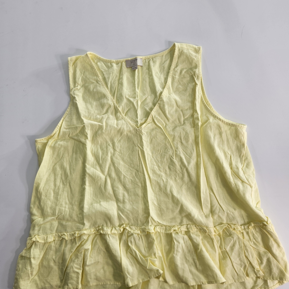 Loft Outlet Women's Top Blouse Size LP Petite yellow Sleeveless linen blend 01 - Picture 1 of 6